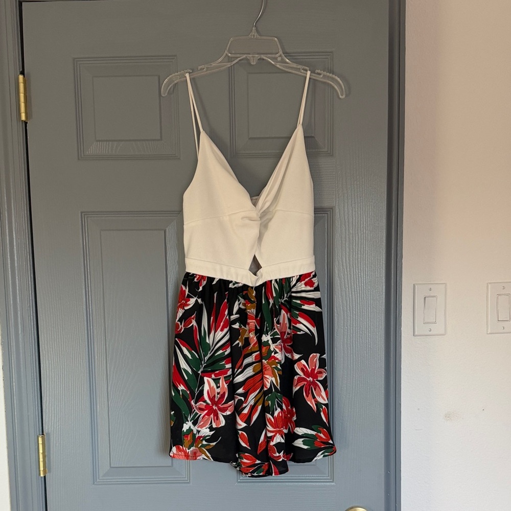 Pink Lily White and Floral Print Romper